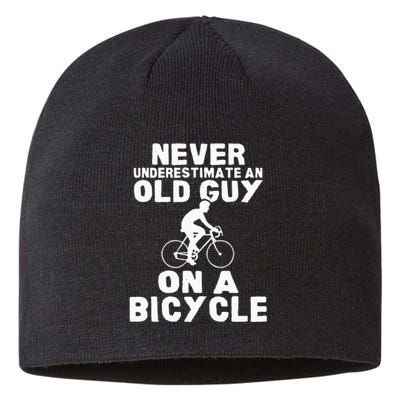 Never Underestimate An Old Guy On A Bicycle Gift Sustainable Beanie