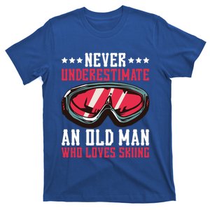 Never Underestimate An Old Who Loves Skiing Gift T-Shirt