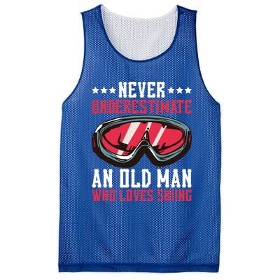 Never Underestimate An Old Who Loves Skiing Gift Mesh Reversible Basketball Jersey Tank