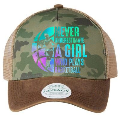 Never Underestimate A Girl Who Plays Basketball Legacy Tie Dye Trucker Hat