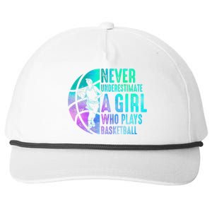 Never Underestimate A Girl Who Plays Basketball Snapback Five-Panel Rope Hat