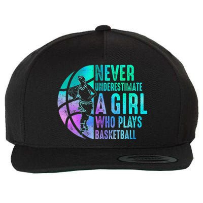 Never Underestimate A Girl Who Plays Basketball Wool Snapback Cap