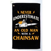 Never Underestimate An Old Man Lumberjack Chainsaw & Logger Golf Towel