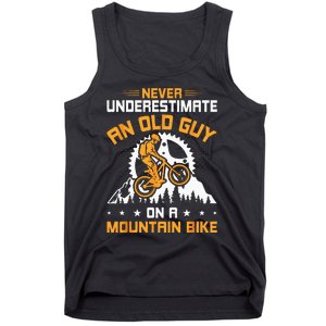 Never Underestimate An Old Guy On Mountain Bike Cycling Tank Top