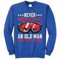 Never Underestimate An Old Who Loves Skiing Gift Sweatshirt