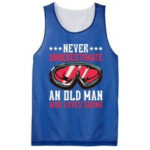 Never Underestimate An Old Who Loves Skiing Gift Mesh Reversible Basketball Jersey Tank