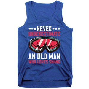 Never Underestimate An Old Who Loves Skiing Gift Tank Top