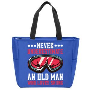 Never Underestimate An Old Who Loves Skiing Gift Zip Tote Bag