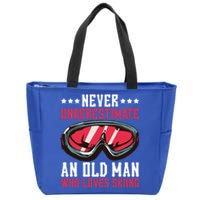 Never Underestimate An Old Who Loves Skiing Gift Zip Tote Bag