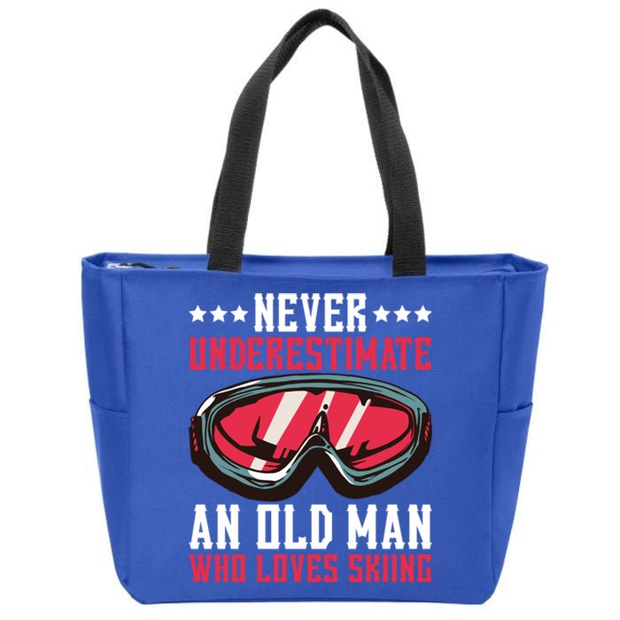 Never Underestimate An Old Who Loves Skiing Gift Zip Tote Bag