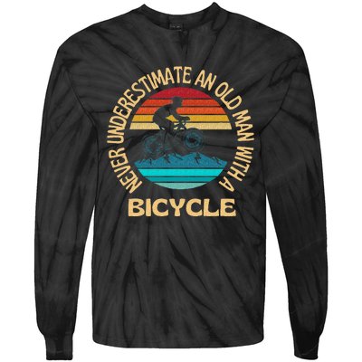 Never Underestimate An Old Man With A Bicycle Cycling Tie-Dye Long Sleeve Shirt