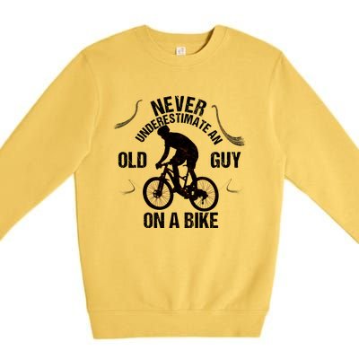 Never Underestimate An Old Guy On A Bike Premium Crewneck Sweatshirt