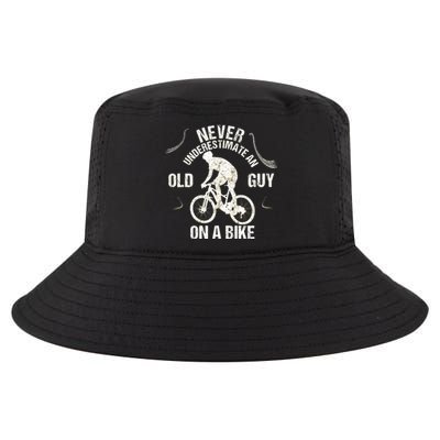 Never Underestimate An Old Guy On A Bike Cool Comfort Performance Bucket Hat