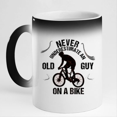 Never Underestimate An Old Guy On A Bike 11oz Black Color Changing Mug