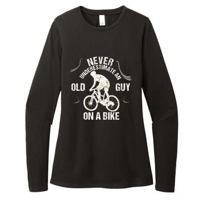 Never Underestimate An Old Guy On A Bike Womens CVC Long Sleeve Shirt