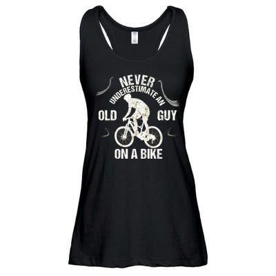 Never Underestimate An Old Guy On A Bike Ladies Essential Flowy Tank