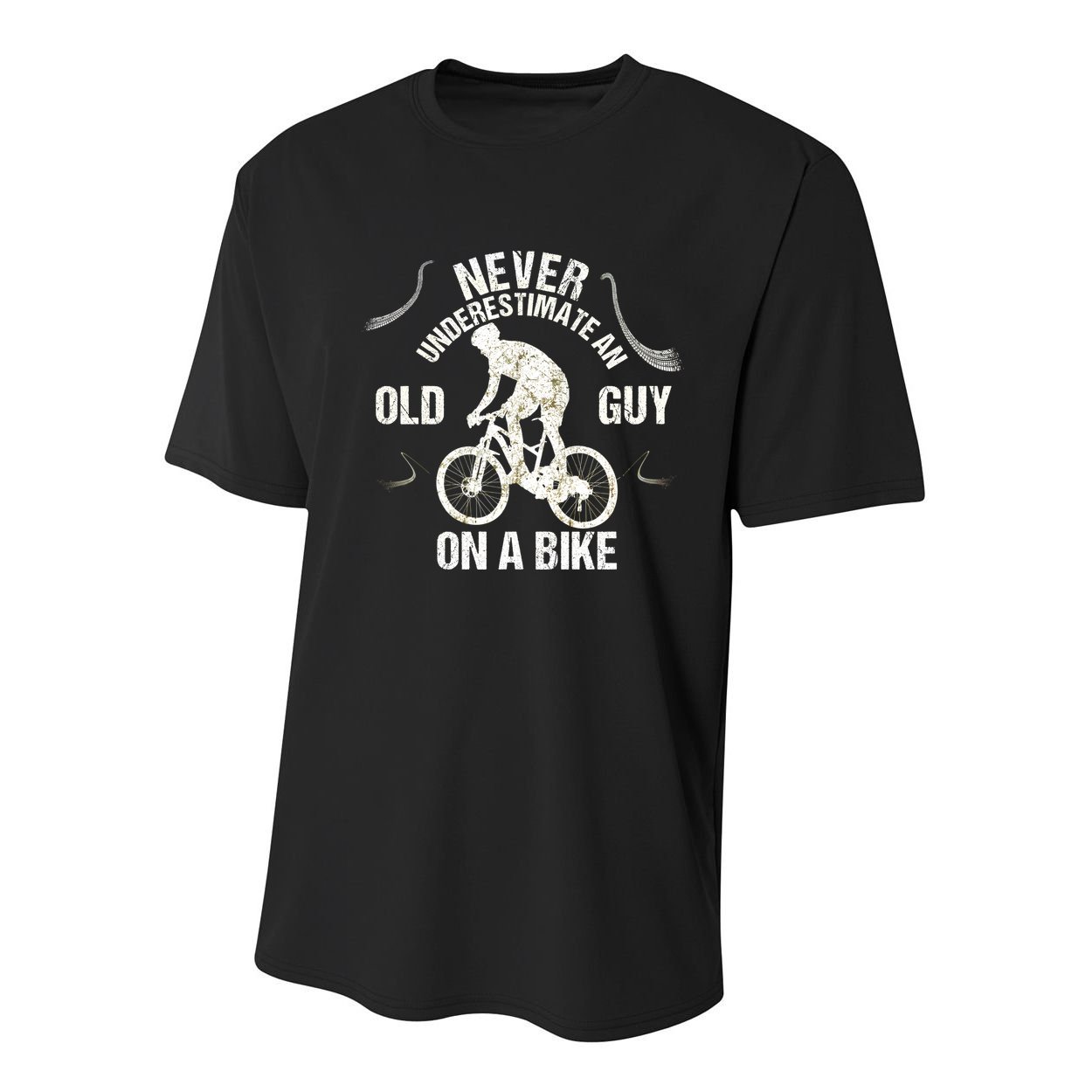 Never Underestimate An Old Guy On A Bike Youth Performance Sprint T-Shirt