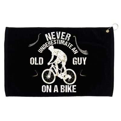 Never Underestimate An Old Guy On A Bike Grommeted Golf Towel