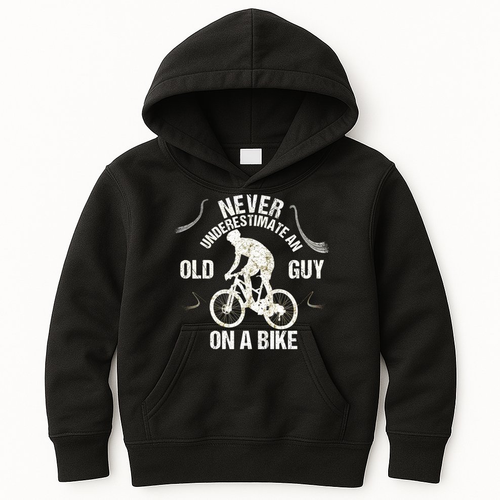 Never Underestimate An Old Guy On A Bike Kids Hoodie