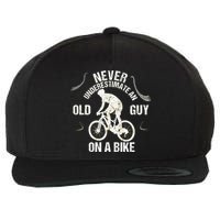 Never Underestimate An Old Guy On A Bike Wool Snapback Cap
