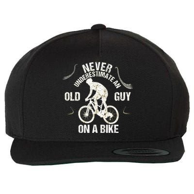 Never Underestimate An Old Guy On A Bike Wool Snapback Cap