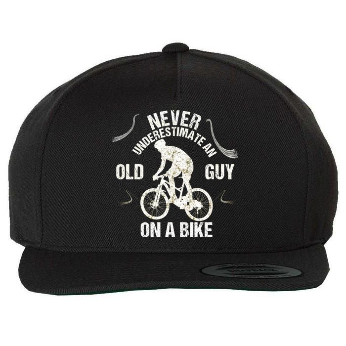 Never Underestimate An Old Guy On A Bike Wool Snapback Cap