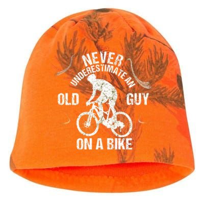 Never Underestimate An Old Guy On A Bike Kati - Camo Knit Beanie