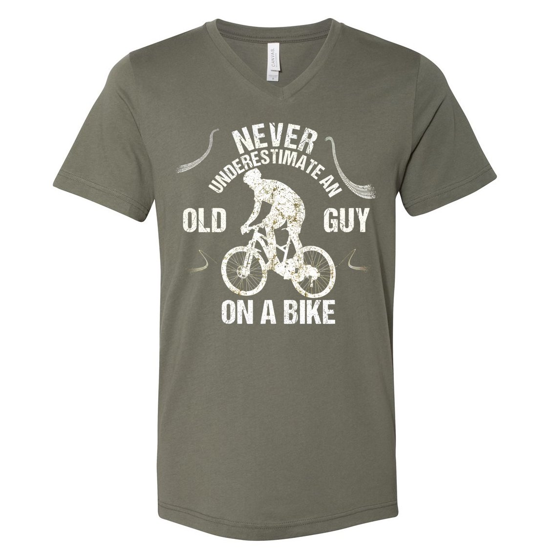 Never Underestimate An Old Guy On A Bike V-Neck T-Shirt