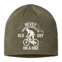 Never Underestimate An Old Guy On A Bike Sustainable Beanie