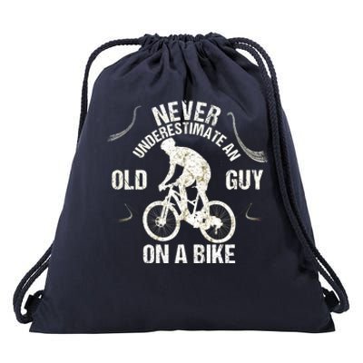 Never Underestimate An Old Guy On A Bike Drawstring Bag