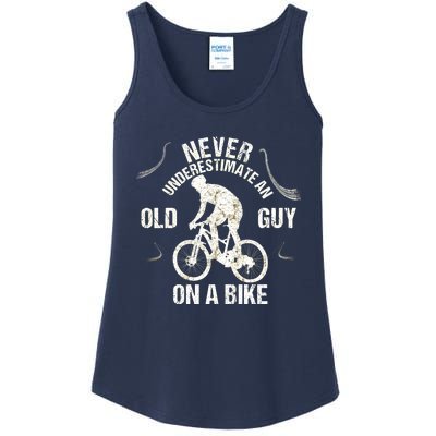 Never Underestimate An Old Guy On A Bike Ladies Essential Tank