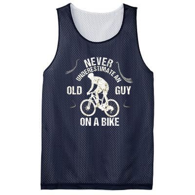 Never Underestimate An Old Guy On A Bike Mesh Reversible Basketball Jersey Tank