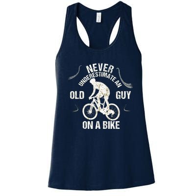 Never Underestimate An Old Guy On A Bike Women's Racerback Tank