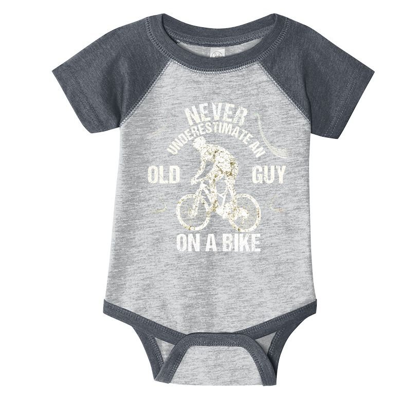 Never Underestimate An Old Guy On A Bike Infant Baby Jersey Bodysuit