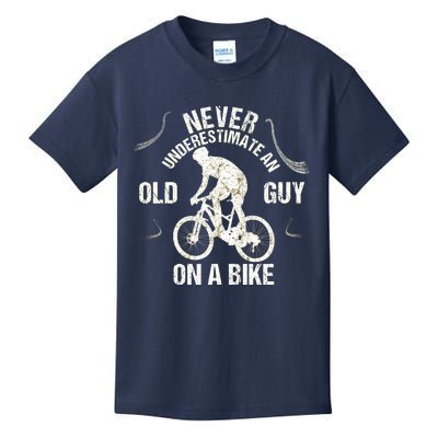 Never Underestimate An Old Guy On A Bike Kids T-Shirt