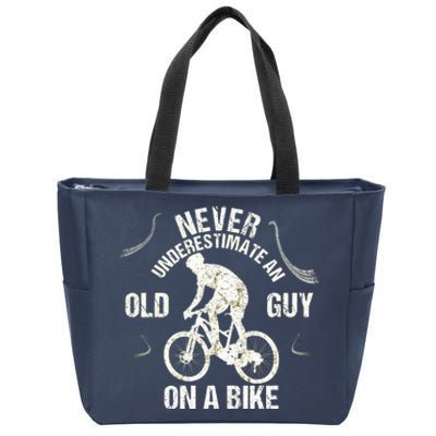 Never Underestimate An Old Guy On A Bike Zip Tote Bag