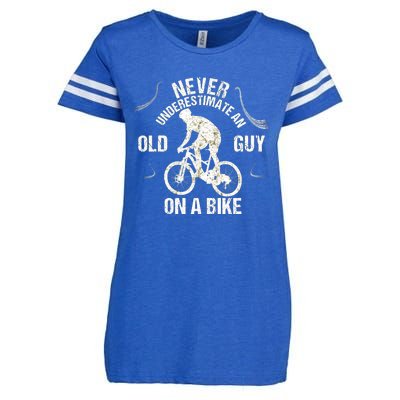 Never Underestimate An Old Guy On A Bike Enza Ladies Jersey Football T-Shirt