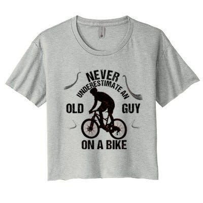 Never Underestimate An Old Guy On A Bike Women's Crop Top Tee