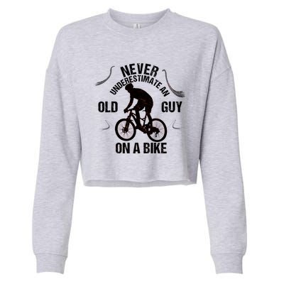 Never Underestimate An Old Guy On A Bike Cropped Pullover Crew