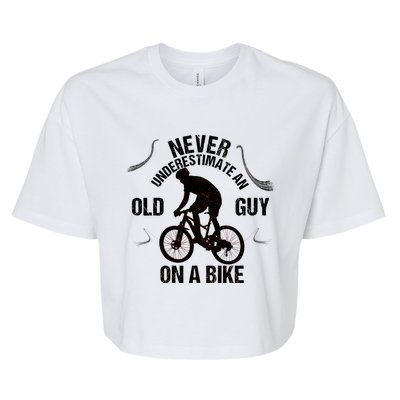 Never Underestimate An Old Guy On A Bike Bella+Canvas Jersey Crop Tee