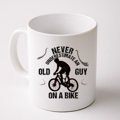 Never Underestimate An Old Guy On A Bike Coffee Mug