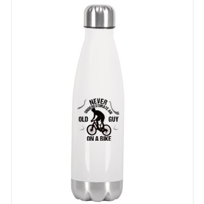 Never Underestimate An Old Guy On A Bike Stainless Steel Insulated Water Bottle