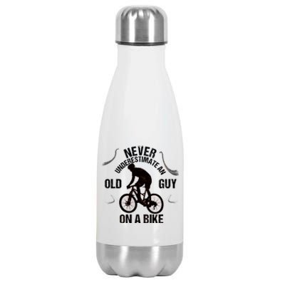 Never Underestimate An Old Guy On A Bike Stainless Steel Insulated Water Bottle