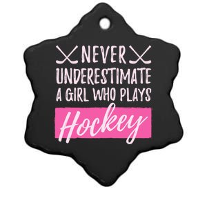 Never Underestimate A Who Plays Ice Hockey Hockey Cool Gift Ceramic Star Ornament