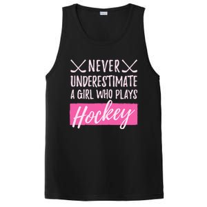 Never Underestimate A Who Plays Ice Hockey Hockey Cool Gift PosiCharge Competitor Tank