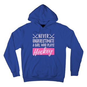 Never Underestimate A Who Plays Ice Hockey Hockey Cool Gift Hoodie