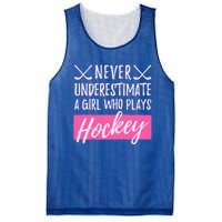 Never Underestimate A Who Plays Ice Hockey Hockey Cool Gift Mesh Reversible Basketball Jersey Tank