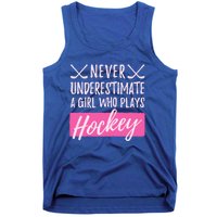 Never Underestimate A Who Plays Ice Hockey Hockey Cool Gift Tank Top