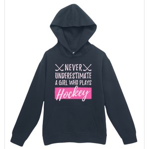 Never Underestimate A Who Plays Ice Hockey Hockey Cool Gift Urban Pullover Hoodie