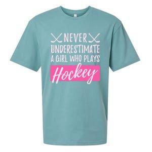 Never Underestimate A Who Plays Ice Hockey Hockey Cool Gift Sueded Cloud Jersey T-Shirt